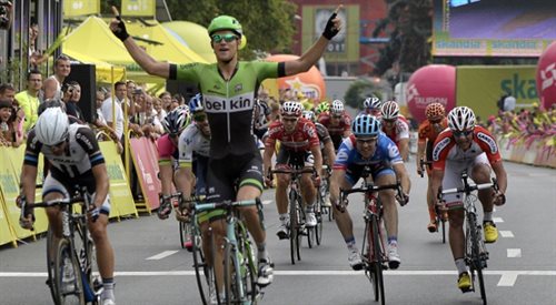 Holender Theo Bos z ekipy Belikn - Pro Cycling Team wygrywa trzeci etap 71. Tour de Pologne, długości 174 km z Kielc do Rzeszowa
