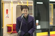 Hanna Gronkiewicz-Waltz podczas ogłoszenia zwycięzcy plebiscytu na głos II linii metra