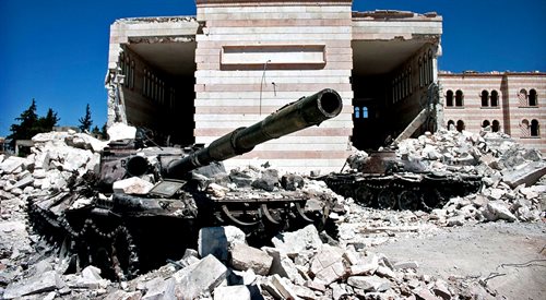 Wojenne zniszczenia w syryjskim Azaz położonym na północ od Aleppo (zdj. ilustracyjne)