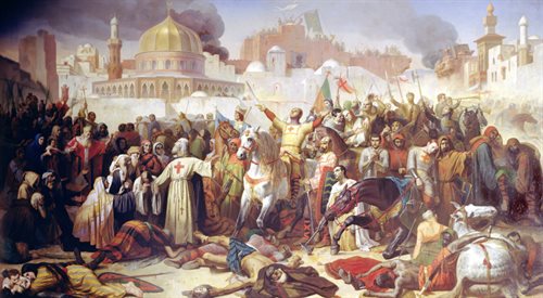 Zdobycie Jerozolimy przez krzyżowców 15 lipca 1099 roku. Obraz Emile Singola z 1847 roku