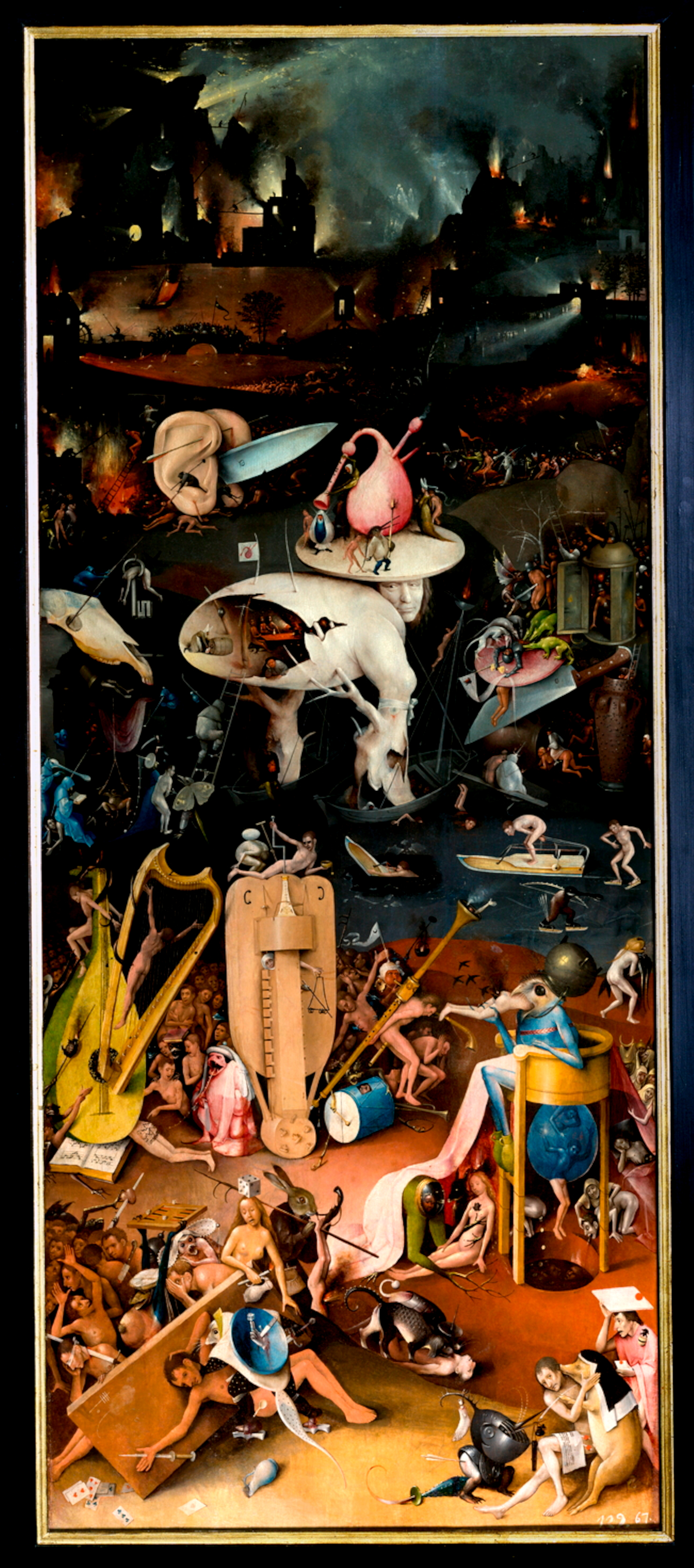 Hieronim Bosch, "Ogród rozkoszy ziemskich", prawe skrzydło: "Piekło muzykantów", ok. 1500 r. Fot. Wikimedia/domena publiczna 