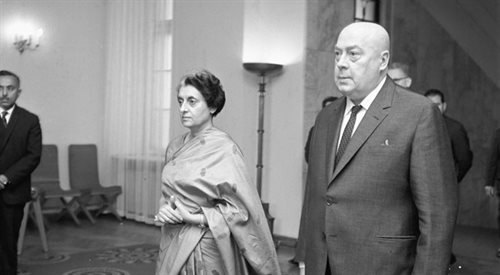 Warszawa, 08-11.10.1967 r. Oficjalna wizyta Indiri Gandhi w Polsce, spotkanie z premierem Józefem Cyrankiewiczem, PAPCAF