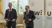 Rektor UW Prof. Marcin Pałys oraz Prezes Polskiego Radia Andrzej Siezieniewski
