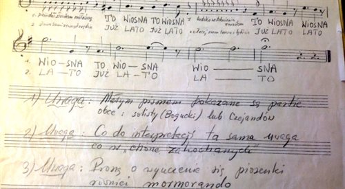 Notatki Jerzego Wasowskiego na nutach Panny Zuzanny, jednego ze słynnych muzykałów stworzonych wspólnie z Jeremim Przyborą