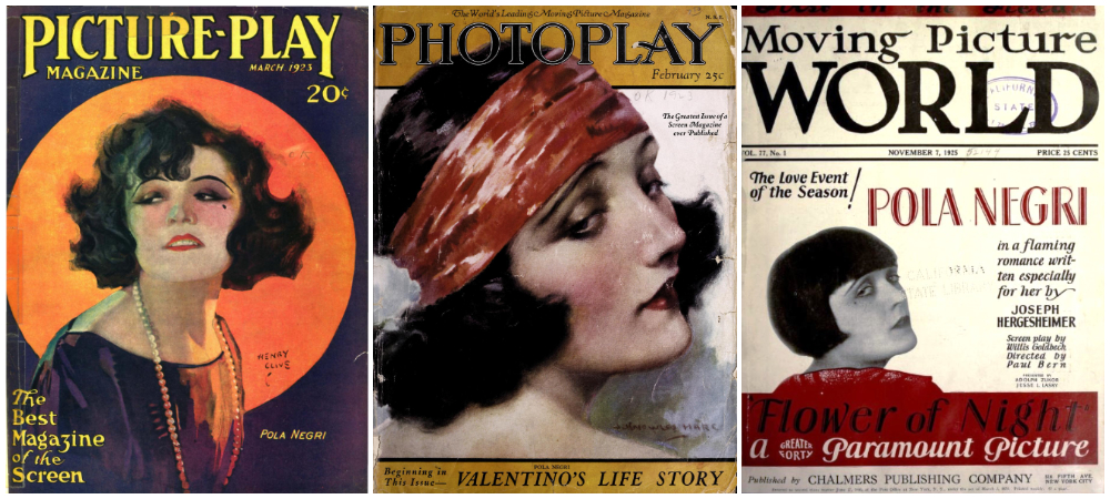 Okładki czasopism z pierwszych lat hollywoodzkiego okresu życia Poli Negri. Źródło: wikimedia/domena publiczna