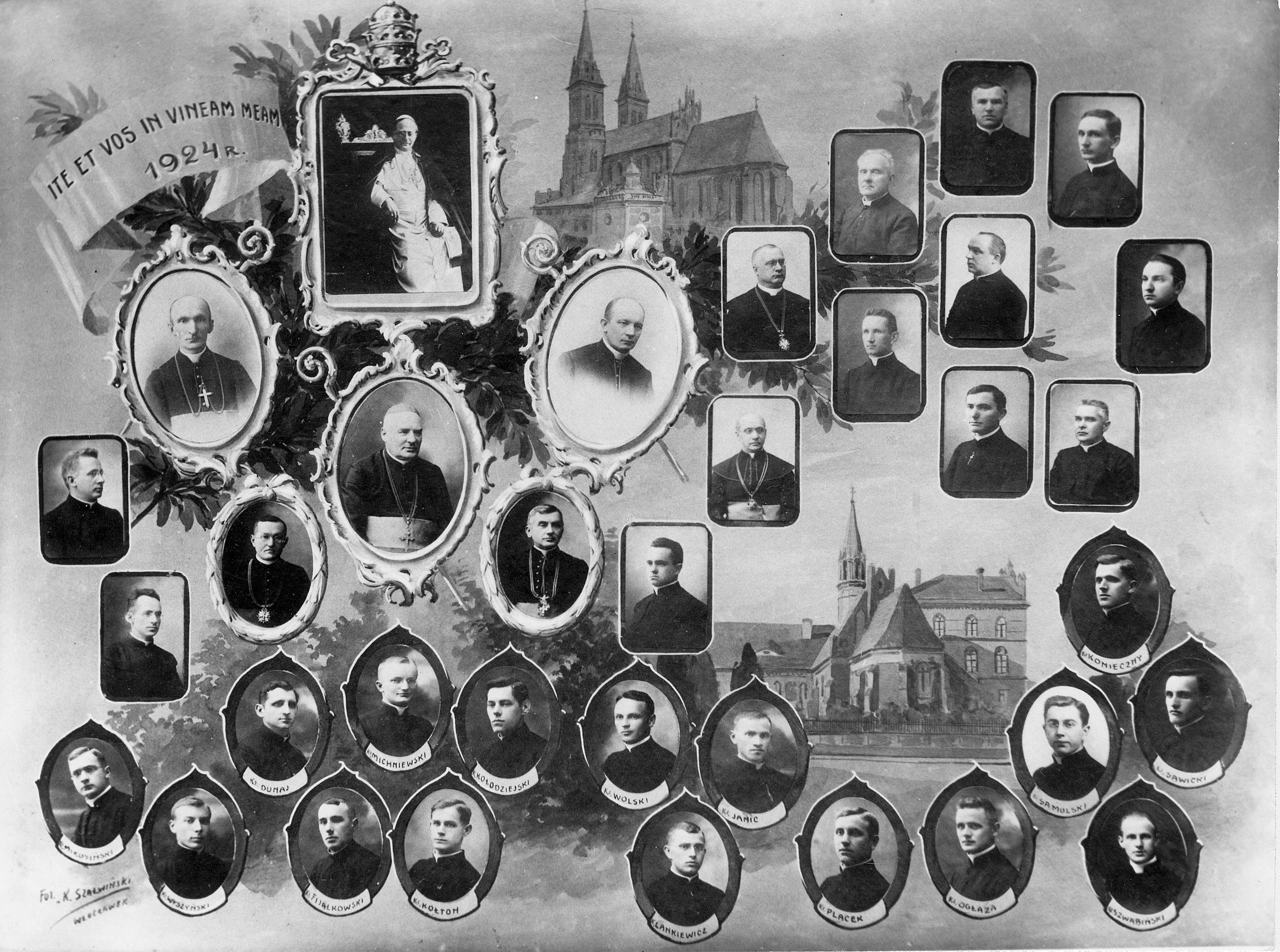 Tableau rocznika święceń 1924 – na samym dole, drugi od lewej ks. Stefan Wyszyński 