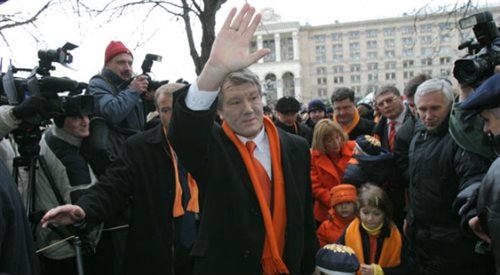 Wiktor Juszczenko podczas pomarańczowej rewolucji, autor: http:www.hds.org.ua, źr. Wikimedia CommonsCC