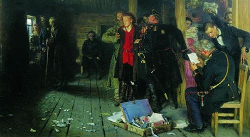 Aresztowanie propagandysty, obraz Ilji Riepina