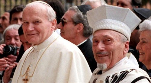 Papież Jan Paweł II i rabin Elio Toaff, 1986