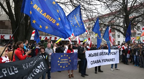 Demonstracja białoruskiej proeuropejskiej opozycji