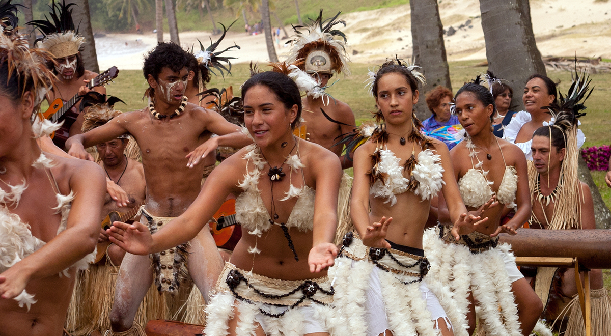 Mieszkańcy Wyspy Wielkanocnej podczas tradycyjnego festiwalu