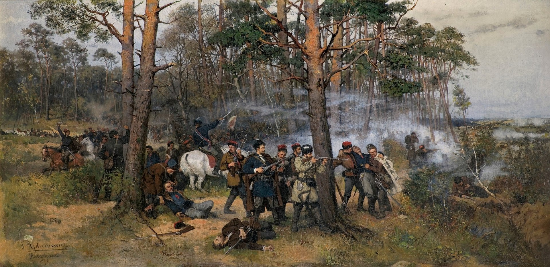 Obraz Tadeusza Ajdukiewicza "Scena z powstania styczniowego 1863", źr. Wikipedia/domena publiczna