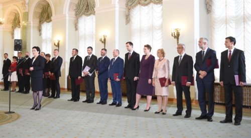 Premier Ewa Kopacz i ministrowie podczas ceremonii zaprzysiężenia rządu, 22 września w Pałacu Prezydenckim w Warszawie
