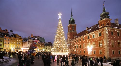 Warszawska iluminacja bożonarodzeniowa - choinka na Placu Zamkowym
