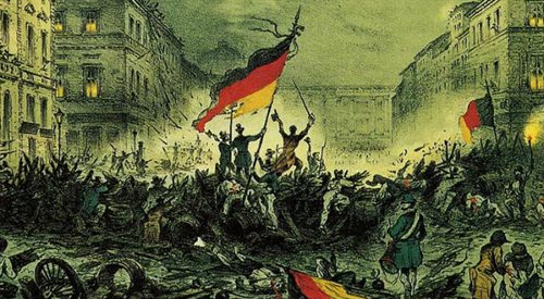Rewolucjoniści świętujący po wygranej w marcu 1848 fot. Wikimedia Commons.