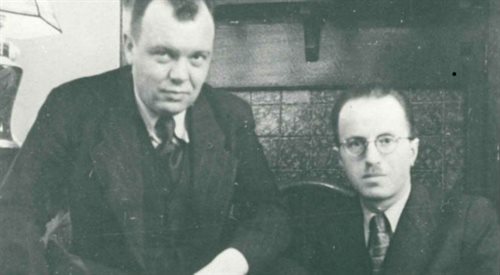 Jan Górski (z lewej) i Maciej Kalenkiewicz w 1940 lub 1941 roku