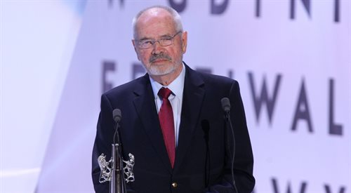 Laureat nagrody specjalnej Platynowe Lwy reżyser Sylwester Chęciński, w trakcie gali finałowej 39. Festiwalu Filmowego 20.09.2014  w Teatrze Muzycznym w Gdyni.