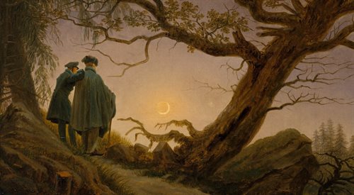 Caspar David Friedrich Dwaj mężczyźni kontemplujący księżyc