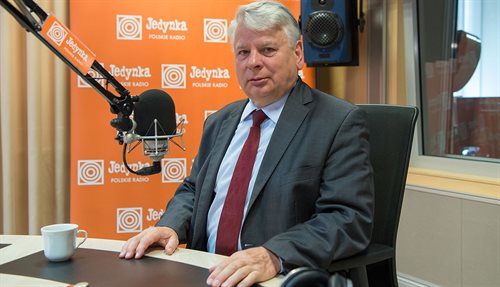 Bogdan Borusewicz w studiu radiowej Jedynki