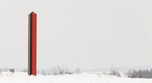 Białoruski słupek graniczny. Zdjęcie ilustracyjne