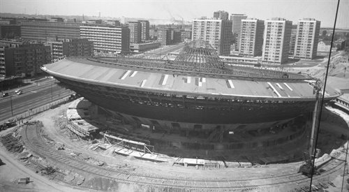 Katowicki Spodek - w owym czasie największy obiekt sportowy w Polsce. Katowice, 1969-10-25
