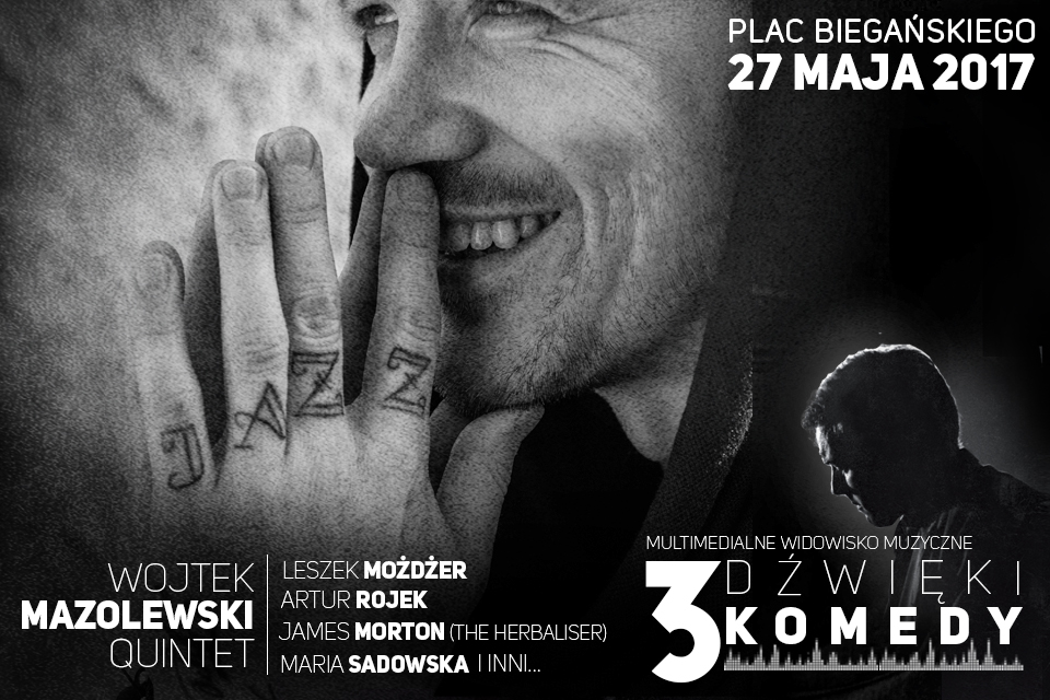 Plakat zapowiadający koncert "3 dźwięki Komedy"