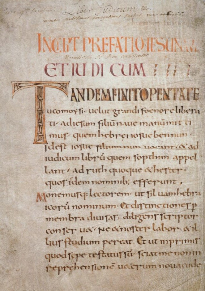  Minuskuła karolińska na karcie Biblii z VIII w. Fot. Wikimedia/domena publiczna 