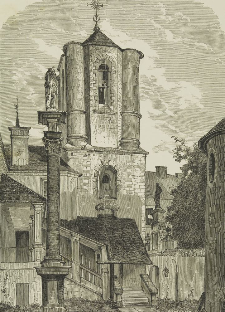 Katedra Ormiańska we Lwowie na grafice Piotra Dyamentowskiego (1875). Źródło: Polona/Domena publiczna
