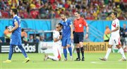 Fragment meczu Kostaryka - Grecja podczas MŚ w Brazylii