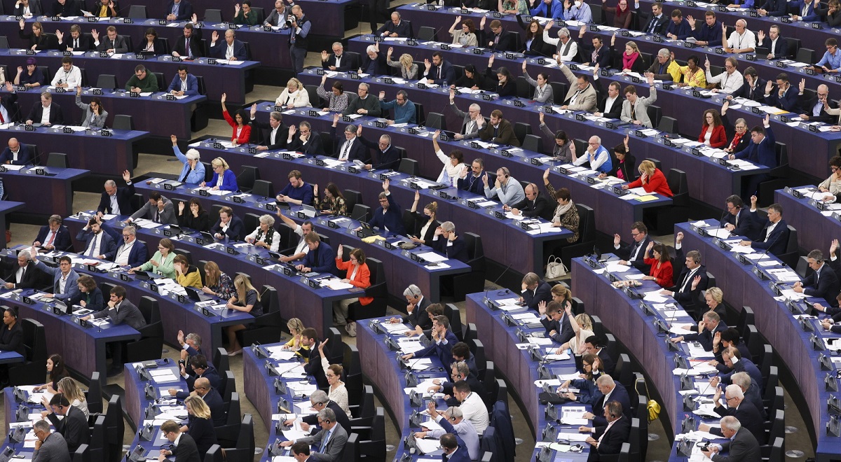 Members of the European Parliament during a voting session in Strasbourg, France on October 5, 2022.