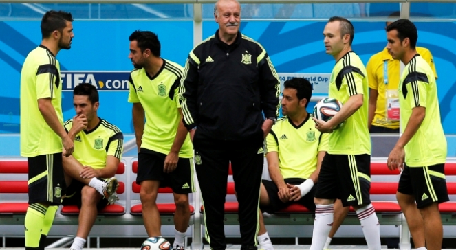 Reprezentacja Hiszpanii podczas treningu przed meczem z Holandią