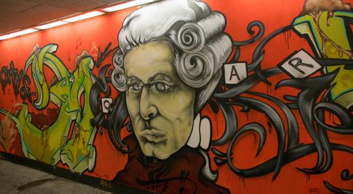 Graffiti przedstawiające Wolfganga Amadeusza Mozarta