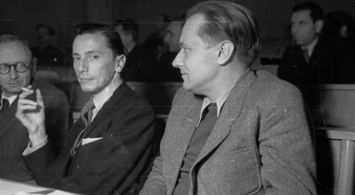 Zjazd Związku Kompozytorów Polskich, Warszawa 1948 rok. Na zdjęciu m.in. kompozytorzy Stefan Kisielewski (pierwszy od lewej) i Andrzej Panufnik.