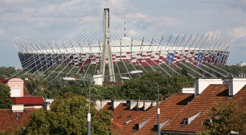 Stadion PGE Narodowy w Warszawie, na którym odbywał się dwudniowy szczyt NATO w Warszawie