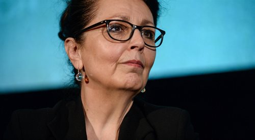 Marie Noelle podczas konferencji po pokazie prasowym filmu Maria Skłodowska-Curie, 20 lutego 2017 r.