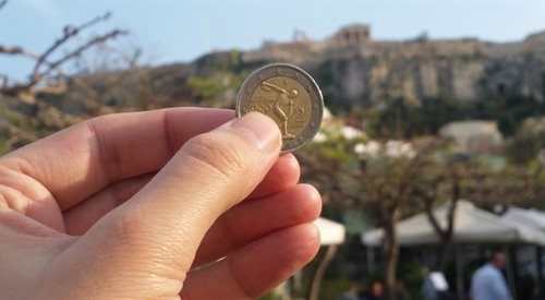 Akropol w Atenach i moneta euro