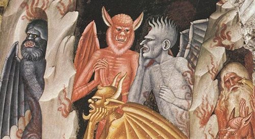 Bogactwu czartowskiego słownictwa dorównuje diabelska ikonografia. Na zdjęciu władcy piekieł namalowani przez Andrę di Bonaiuto