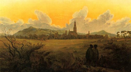 Caspar David Friedrich, Neubrandenburg w porannej mgle (fragm. obrazu)