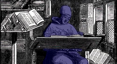 Mnich podczas pracy w skryptorium (zdj. ilustracyjne)