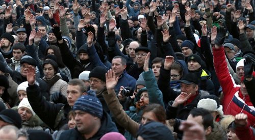 Protest przeciwko podatkowi dla darmozjadów w Mińsku, 17 lutego