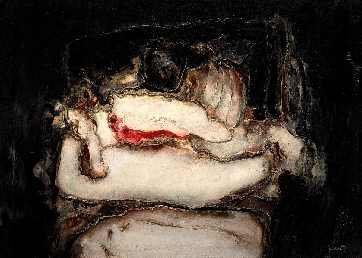 Konrad Jarodzki "Głowa / Dark", 1970, olej, płótno, 77 × 105.