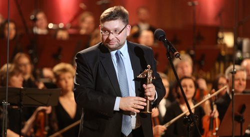 Paweł Łukaszewski podczas gali 22. edycji wręczenia Nagród Akademii Fonograficznej Fryderyk 2016 w kategoriach muzyki poważnej