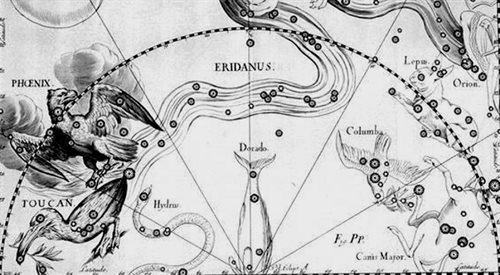Rysunek Heweliusza przedstawiający gwiazdozbiór Erydanu