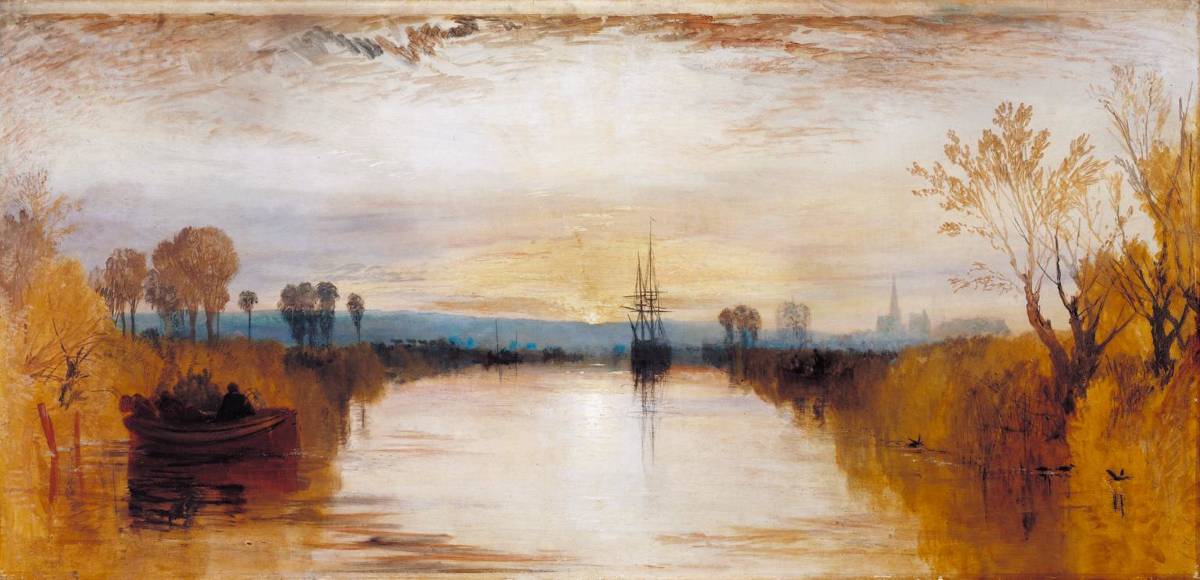 "Chichester Canal" J. M. W. Turnera z 1828 roku pokazuje, jak długo pył wulkaniczny unosił się w atmosferze (Wikimedia/domena publiczna)
