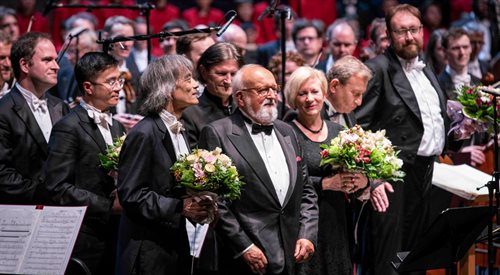 Kent Nagano, Krzysztof Penderecki, Teresa Majka-Pacanek, Sławomir Holland, Matthew Rose na 98. Salzburger Festspiele