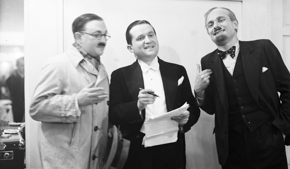Mieczysław Monderer, Wiktor Budzyński i Adolf Fleischer podczas gościnnych występów w 1936 roku. Fot. Narodowe Archiwum Cyfrowe
