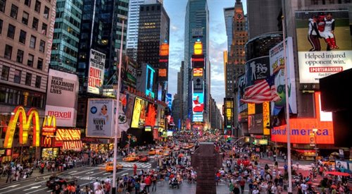 Nowojorski Times Square jest jedną najczęściej odwiedzanych atrakcji turystycznych w całych Stanach Zjednoczonych