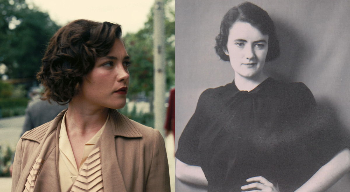 Po lewej Florence Pugh jako Jean Tatlock, po prawej prawdziwa Jean Tatlock; Fot.: PAP/Avalon; Biblioteka Kongresu USA