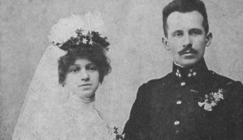 Ślubne zdjęcie rodziców Karola Wojtyły