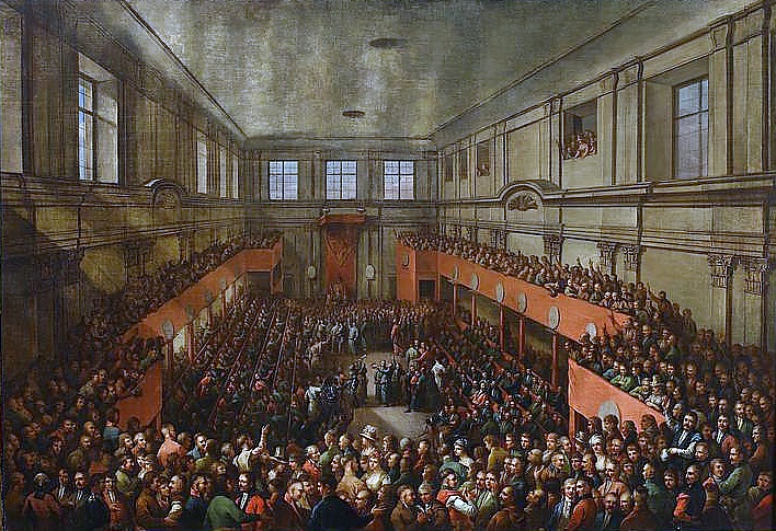 Uchwalenie Konstytucji 3 Maja przez Sejm Czteroletni, aut. Kazimierz Wojniakowski (1806), Wikipedia/dp